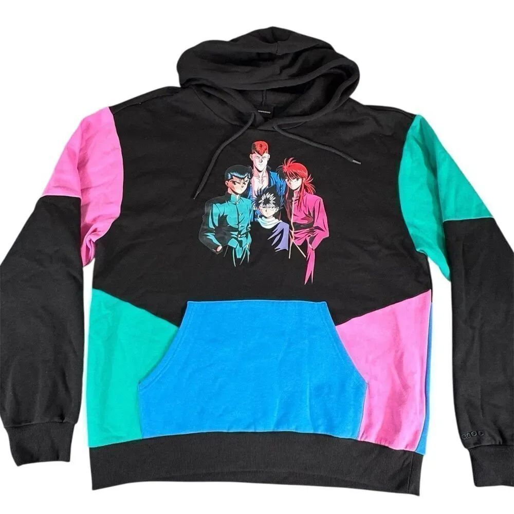 RARE Yu Yu Hakusho Sz L DUMBGOOD Hoodie Anime Apparel Sweatshirt Color Block Y2K